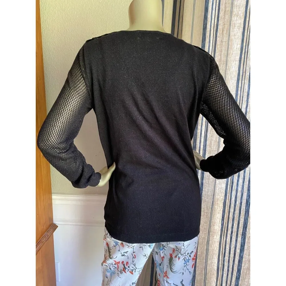 EUC Zac Posen for Target Black Sparkle Cardigan Mesh Sleeve L